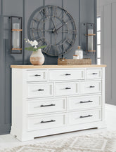 Prime Furniture - Ashley Furniture - Ashbryn Bedroom - Dresser and Mirror / White/Natural - B844B1